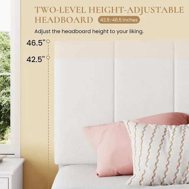 Alt view image 4 of 7 - Queen Size Lift Up Storage Bed Frame, Adjustable Headboard, Hydraulic Support, Velvet Upholstered, Easy Installation, No Box Spring Needed, White