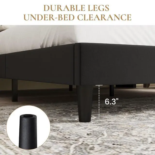 Alt view image 5 of 7 - Queen Velvet Upholstered Bed Frame with Charging Station, Modern Wingback Storage Headboard, Diamond Stitched & Gold Trim, No Box Spring Needed, Easy Assembly, Black