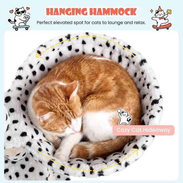 Alt view image 6 of 7 - 83 in Cat Tree Tower for Indoor Adult Felines 20lbs+/Multi-Level Heavy Duty Cat Tower for Big Maine Coon/Giant Perches/Wide Baseboard/Sisal Scratching Posts/Cozy Condos/White & Black Spot
