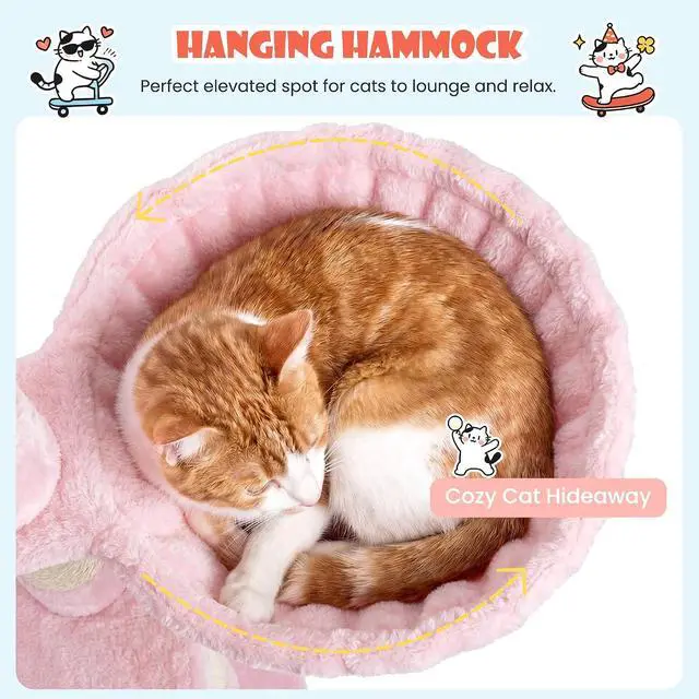 Alt view image 6 of 7 - 83 in Cat Tree Tower for Indoor Adult Felines 20lbs+/Multi-Level Heavy Duty Cat Tower for Big Maine Coon/Giant Perches/Wide Baseboard/Sisal Scratching Posts/Cozy Condos/Pink