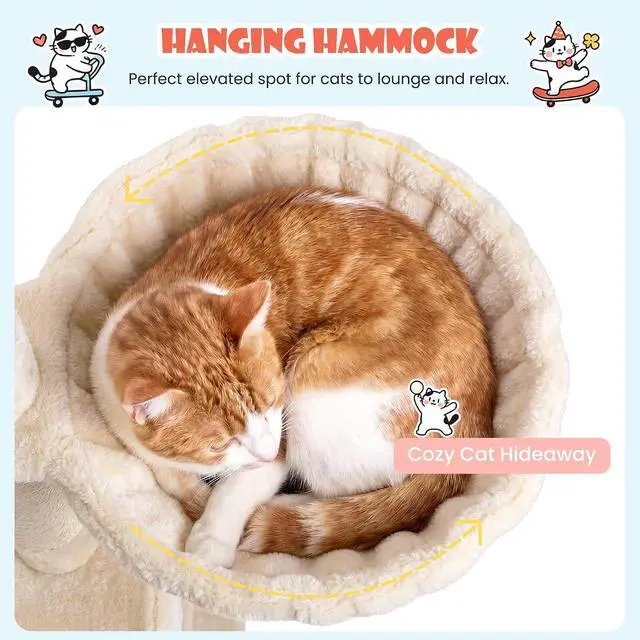 Alt view image 6 of 7 - 83 in Cat Tree Tower for Indoor Adult Felines 20lbs+/Multi-Level Heavy Duty Cat Tower for Big Maine Coon/Giant Perches/Wide Baseboard/Sisal Scratching Posts/Cozy Condos/Beige