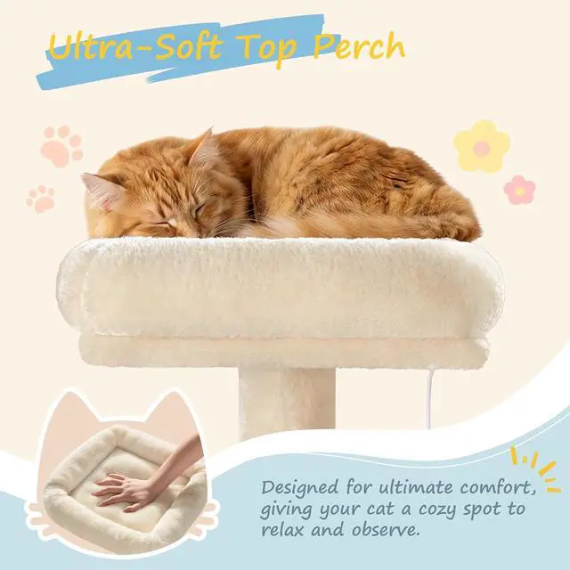 Alt view image 4 of 7 - 82 inch, Multi-Level Cat Tree Tower for Indoor Cats, Cat Condo with Sisal Scratching Posts, Plush Perches, Hammocks, Toy Balls, Beige