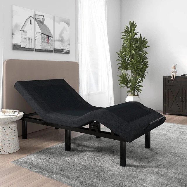 Alt view image 3 of 7 - 14 Inch Twin XL Size Metal Adjustable Bed Base/Upholstered Bed Frame with Head and Foot Articulation Incline, Wireless Remote, Wood Board Support (Only Base)