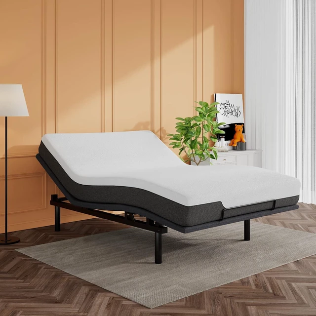 Alt view image 3 of 7 - Electric Adjustable Bed Base, Ergonomic Basic Full Size Bed Frame with Upgraded Motors and Wireless Remote Control, Independent Head and Foot Incline, Assembly Required
