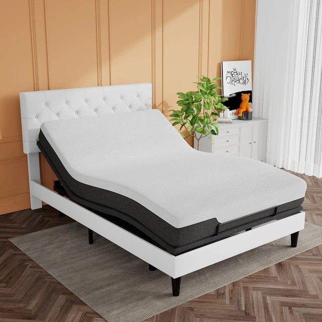 Alt view image 4 of 7 - Electric Adjustable Bed Base, Ergonomic Basic Full Size Bed Frame with Upgraded Motors and Wireless Remote Control, Independent Head and Foot Incline, Assembly Required