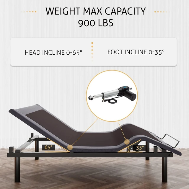 Alt view image 6 of 7 - Electric Adjustable Bed Base, Ergonomic Basic Full Size Bed Frame with Upgraded Motors and Wireless Remote Control, Independent Head and Foot Incline, Assembly Required