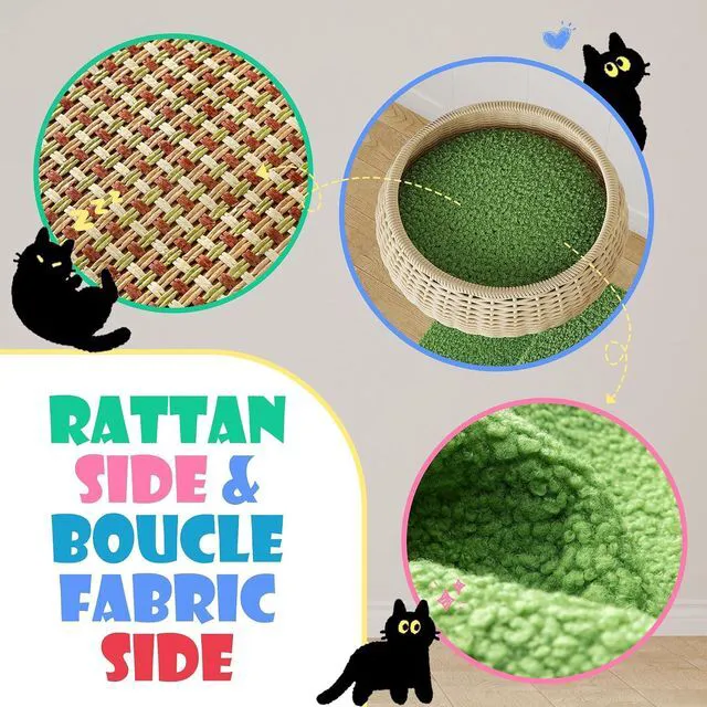 Alt view image 4 of 7 - 74 Modern Forest-Themed Cat Tree with Handwoven Rattan Perches, Plush Cat Condos, Sisal Scratching Posts, Interactive Ball Toy & Stable Base, Suitable for Indoor Feline