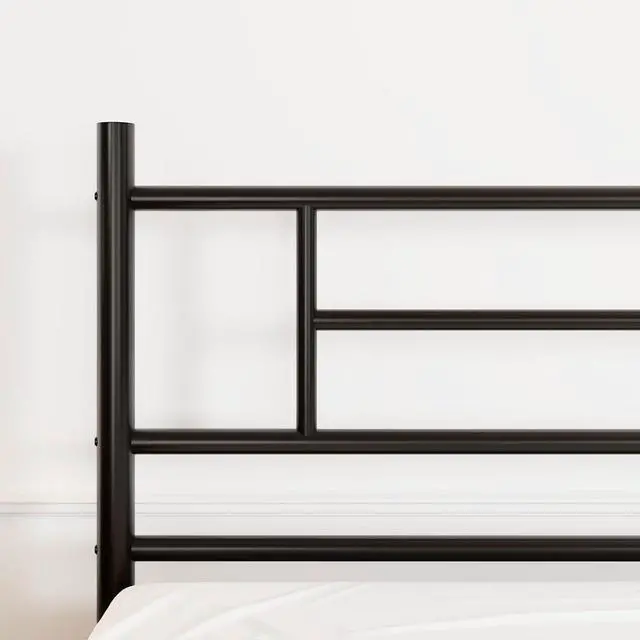 Alt view image 6 of 7 - Queen Size Metal Platform Bed Frame with Modern Headboard and Footboard, Under Bed Storage Space, Noise Free, No Box Spring Needed,Black,14 Inch