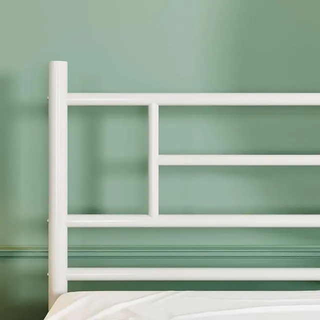 Alt view image 6 of 7 - King Size Metal Platform Bed Frame with Modern Headboard and Footboard, Under Bed Storage Space, Noise Free, No Box Spring Needed,White,14 Inch