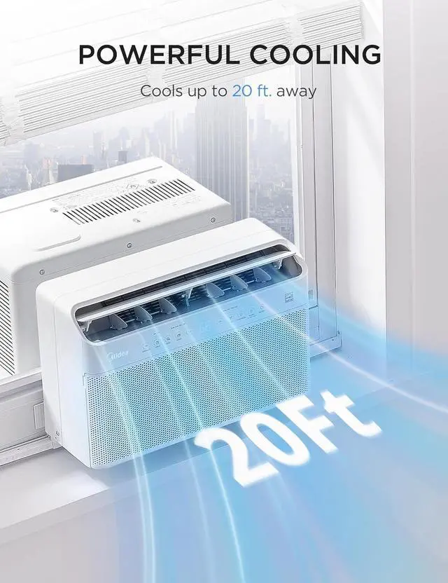 Alt view image 6 of 7 - 10,000 BTU U Shaped Smart Inverter Window Air Conditioner - Cools 450 Sq Ft, Ultra Quiet with Open Window Flexibility - Alexa/Google Assistant Compatible - 35% Energy Savings, Remote (Updated)