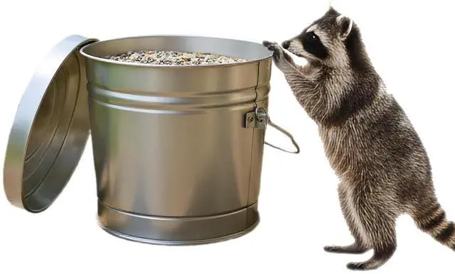 Main image of Galvanized Steel Locking Lid Trash Can - 6-Gallon Rodent-Proof Outdoor Storage Bin with Weather-Resistant Lid, Pet Food, Bird Seed, Charcoal Storage, Heavy Duty Metal Can