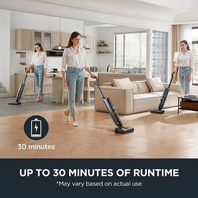 Alt view image 5 of 7 - Wet Dry Vacuum Cleaner Cordless, Mop Vacuum Cleaner with Self-Cleaning System, Lightweight Hardwood Floors Vacuum for Pets and Sticky Messes, Black, NEW400