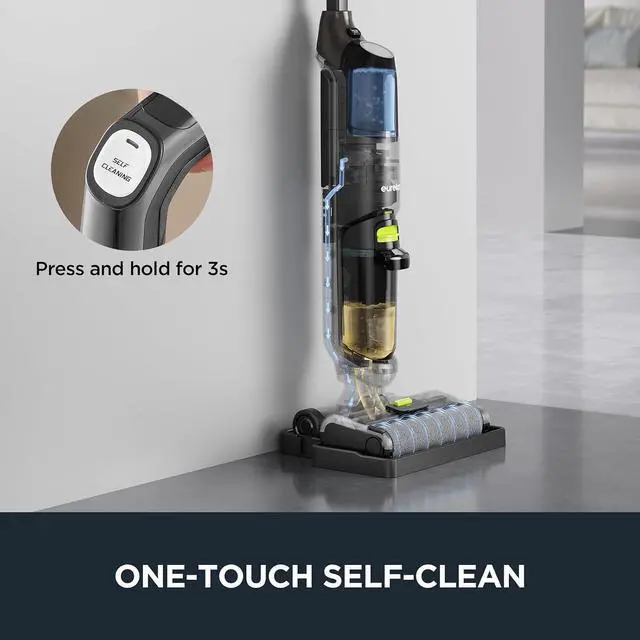 Alt view image 3 of 7 - Wet Dry Vacuum Cleaner Cordless, Mop Vacuum Cleaner with Self-Cleaning System, Lightweight Hardwood Floors Vacuum for Pets and Sticky Messes, Black, NEW400