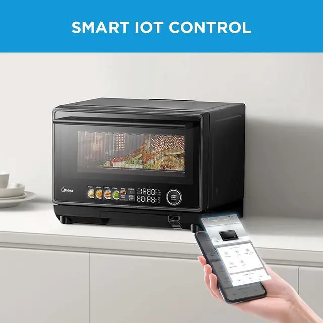 Alt view image 6 of 7 - 4-in-1 Multifunctional Microwave Steam Oven, Combo Air Fryer, Steamer & Microwave Oven, 32 Auto Functions, Adjustable Power and Temperature, Color Screen Touch Control, 0.9CU.FT./23L