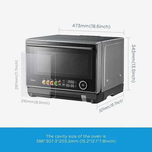 Alt view image 7 of 7 - 4-in-1 Multifunctional Microwave Steam Oven, Combo Air Fryer, Steamer & Microwave Oven, 32 Auto Functions, Adjustable Power and Temperature, Color Screen Touch Control, 0.9CU.FT./23L