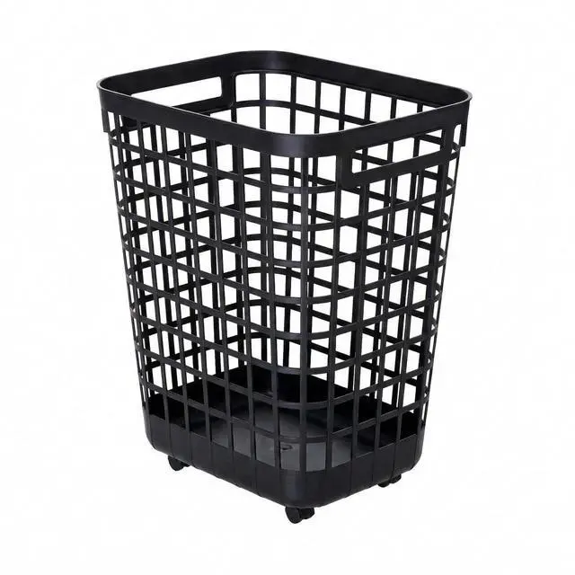 Main image of Heavy Duty Rolling Laundry Hamper with Wheels - 2.6 Bushel (90L+) Large Plastic Laundry Basket, Tall Ventilated Dirty Clothes Organizer for Bedroom, Bathroom & Dorm Room, No Assembly Required (Black)