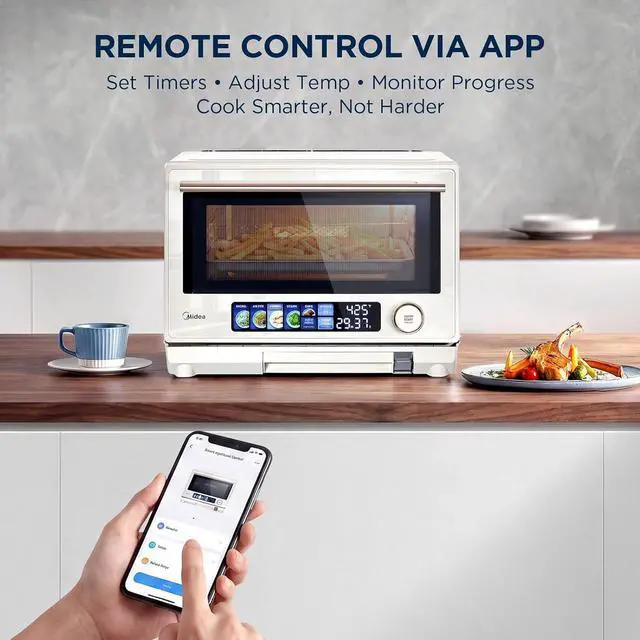 Alt view image 4 of 7 - 4-in-1 Inverter Microwave Oven, 0.9 Cu Ft Countertop Microwave with Air Fryer, Steamer & Convection Oven, 32 Auto Menus, 23L Smart Toaster Oven with Color Touchscreen, Stainless Steel
