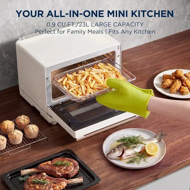 Alt view image 6 of 7 - 4-in-1 Inverter Microwave Oven, 0.9 Cu Ft Countertop Microwave with Air Fryer, Steamer & Convection Oven, 32 Auto Menus, 23L Smart Toaster Oven with Color Touchscreen, Stainless Steel