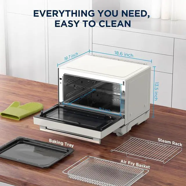 Alt view image 7 of 7 - 4-in-1 Inverter Microwave Oven, 0.9 Cu Ft Countertop Microwave with Air Fryer, Steamer & Convection Oven, 32 Auto Menus, 23L Smart Toaster Oven with Color Touchscreen, Stainless Steel