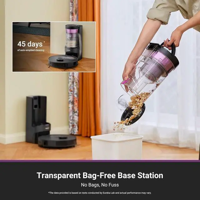 Alt view image 2 of 7 - E20 Robot Vacuum with Bagless Self Emptying Station, Robotic Vacuum and Mop Combo, 45-Day Capacity, Upgraded 8000Pa Suction and Anti Hair-Tangling Brush, LiDAR Navigation, App Control