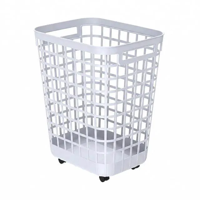 Main image of Heavy Duty Rolling Laundry Hamper with Wheels - 2.6 Bushel (90L+) Large Plastic Laundry Basket, Tall Ventilated Dirty Clothes Organizer for Bedroom, Bathroom & Dorm Room, No Assembly Required (White)