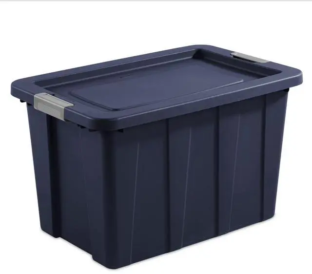 Main image of 30 Gallon Tuff1 Storage Tote,Stackable Bin with Latch Lid,Dark Blue Tuff1Tote Rugged Plastic Bin,Plastic Containers for Organizing Garages, Basements
