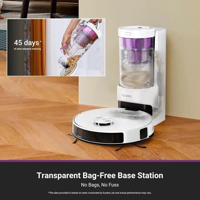 Alt view image 2 of 7 - E20 Plus Robot Vacuum with Bagless Self Emptying Station, Robotic Vacuum and Mop Combo, 45-Day Capacity, Upgraded 8000Pa Suction and Anti Hair-Tangling Brush, LiDAR Navigation, App Control