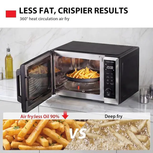 Alt view image 5 of 7 - Optichef Series Inverter Countertop Microwave with Air Fryer All-in-One, Broil, Convection, Speedy Combi, Even Defrost, 11.3" Turntable, 27 Auto Menus + 47 Recipes, Stainless Steel