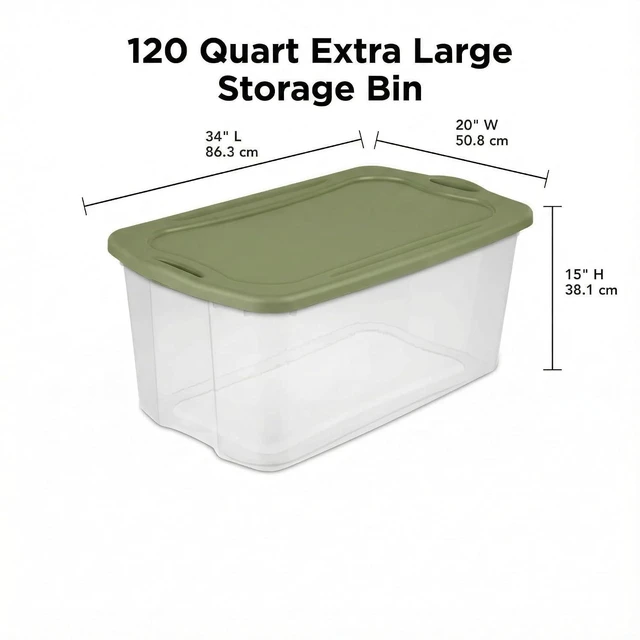 Alt view image 2 of 7 - Large Clear Plastic Storage Bins with Lids, 120 Quart Heavy Duty Storage Totes with EZ Carry Handles, Stackable Extra Large Storage Containers for Garage, Closet, Basement Organization