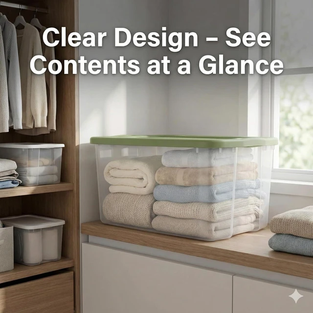 Alt view image 4 of 7 - Large Clear Plastic Storage Bins with Lids, 120 Quart Heavy Duty Storage Totes with EZ Carry Handles, Stackable Extra Large Storage Containers for Garage, Closet, Basement Organization