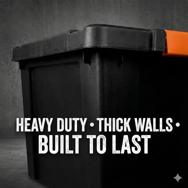 Alt view image 5 of 7 - Heavy Duty Storage Bins with Lids, 19 Gallon Plastic Storage Tote, Stackable Latching Storage Container for Garage, Basement, Moving, Tools & Seasonal Storage