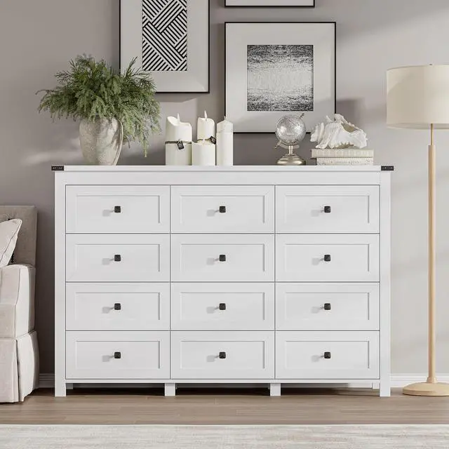 Alt view image 3 of 7 - 12-Drawer Dresser, Modern Wooden Storage Chest of Drawers, Dresser TV Stand, Wood Drawer Organizer with Metal Handles for Bedroom, Living Room, Hallway