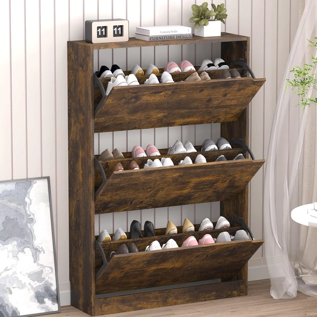 Main image of Shoe Cabinet with 3 Flip Drawers, Hidden Wood Shoe Cabinet,Freestanding Shoe Storage Cabinet for Entryway Hallway