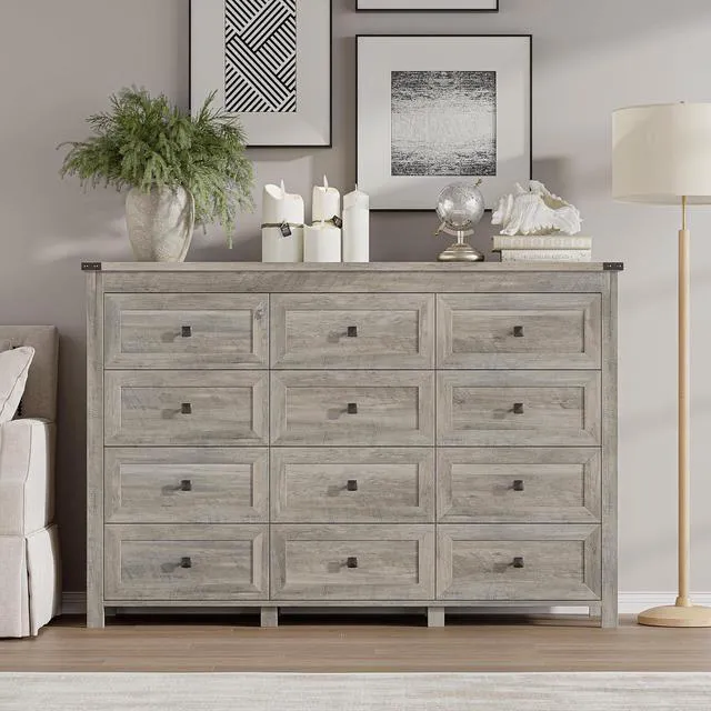 Alt view image 3 of 7 - 12-Drawer Dresser, Modern Wooden Storage Chest of Drawers, Dresser TV Stand, Wood Drawer Organizer with Metal Handles for Bedroom, Living Room, Hallway