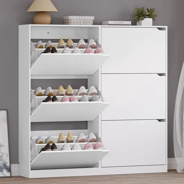 Main image of Shoe Cabinet with 6 Flip Drawers, Slim Narrow Shoe Storage Cabinet, Freestanding Shoe Organizer for Entryway, Hallway, Foyer