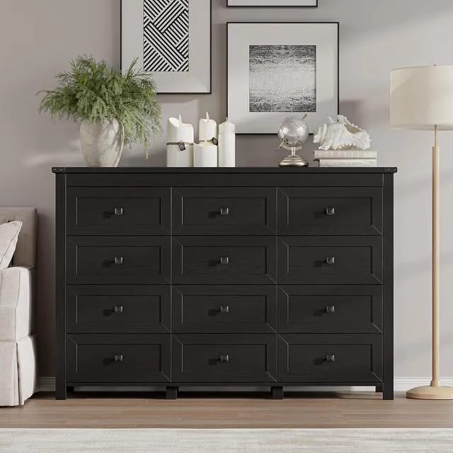 Alt view image 3 of 7 - 12-Drawer Dresser, Modern Wooden Storage Chest of Drawers, Dresser TV Stand, Wood Drawer Organizer with Metal Handles for Bedroom, Living Room, Hallway