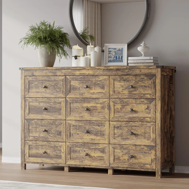 Main image of 12-Drawer Dresser, Modern Wooden Storage Chest of Drawers, Dresser TV Stand, Wood Drawer Organizer with Metal Handles for Bedroom, Living Room, Hallway
