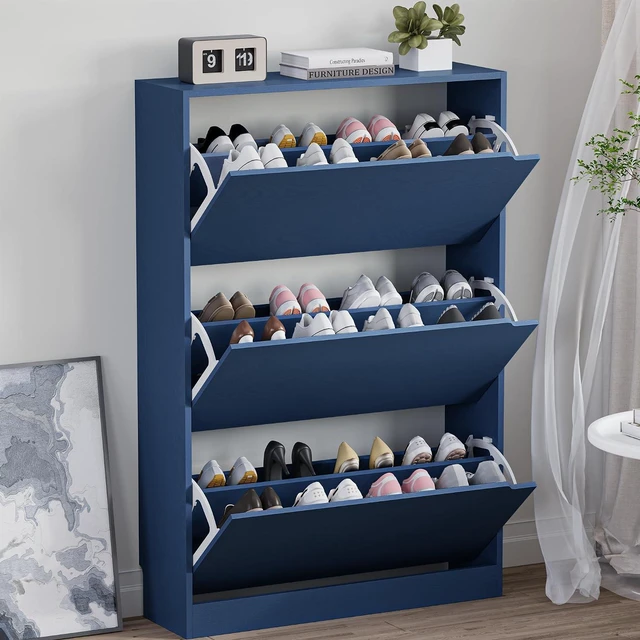 Main image of Shoe Cabinet with 3 Flip Drawers, Hidden Wood Shoe Cabinet,Freestanding Shoe Storage Cabinet for Entryway Hallway. 47.2" H*31.5" W*9.45" D