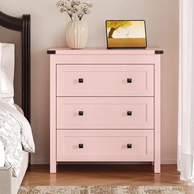 Alt view image 3 of 7 - 3-Drawer Night Stand Set of 2, Modern Bedside Table Dresser with Metal Handles, Sturdy Wooden End Side Table Storage Cabinet with Anti-Tipping Design for Bedroom