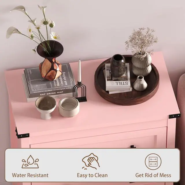 Alt view image 6 of 7 - 3-Drawer Night Stand Set of 2, Modern Bedside Table Dresser with Metal Handles, Sturdy Wooden End Side Table Storage Cabinet with Anti-Tipping Design for Bedroom