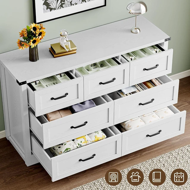 Alt view image 5 of 7 - 7-Drawer Dresser for Bedroom, Modern Wooden Chest of Drawers with Metal Handles, Anti-Tipping Design, Sturdy and Stable Storage Organizer for Living Room, Entryway, Home Office