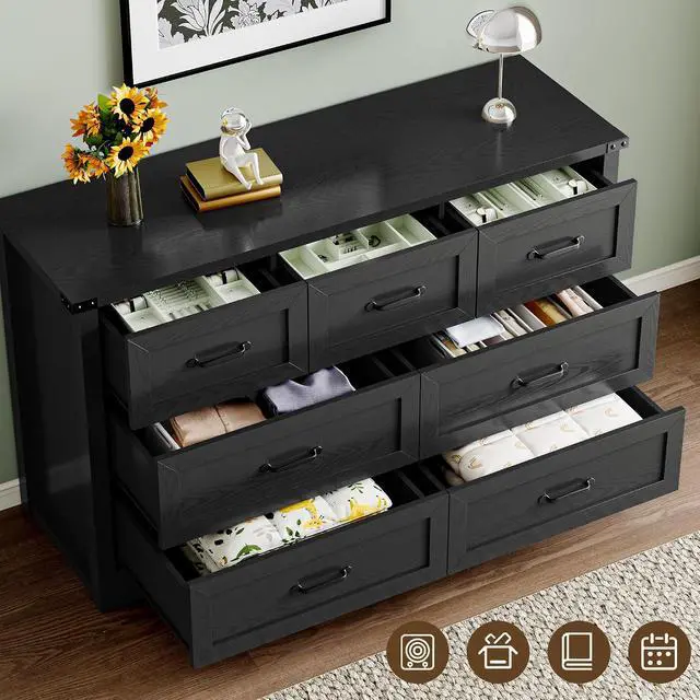 Alt view image 5 of 7 - 7-Drawer Dresser for Bedroom, Modern Wooden Chest of Drawers with Metal Handles, Anti-Tipping Design, Sturdy and Stable Storage Organizer for Living Room, Entryway, Home Office
