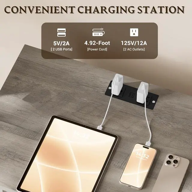 Alt view image 5 of 7 - 30.5" Nightstand with Charging Station, 3-Drawer Fluted Bedroom Chest, Wood Bedside Dresser with Power Outlets and USB Ports, Metal Slides, Stable Base, Modern Storage Cabinet for Small Spaces