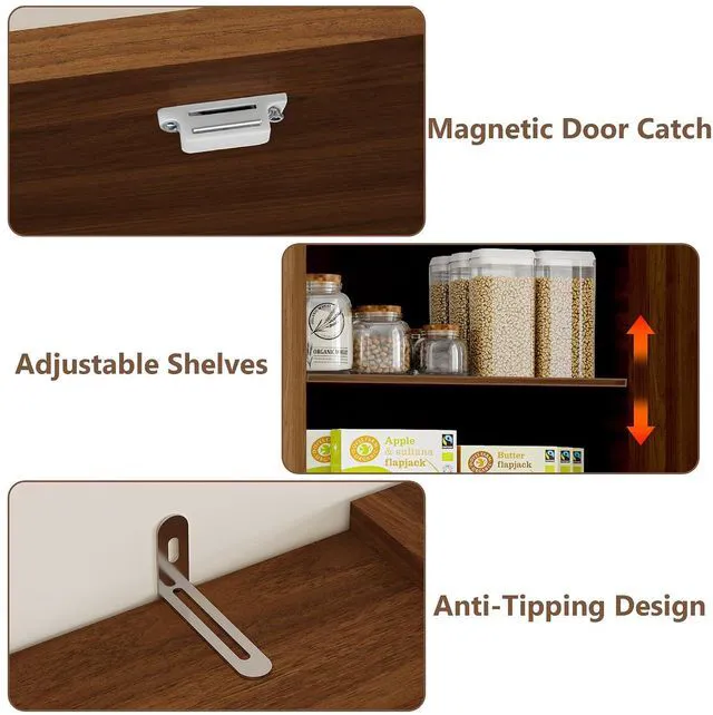 Alt view image 5 of 7 - Pantry Organizers and Storage Cabinet, 71 Barn Door White Kitchen Cabinet with Drawers and Adjustable Shelf, Tall Pantry for Kitchen, Dining Room, Living Room. Bathroom and Office