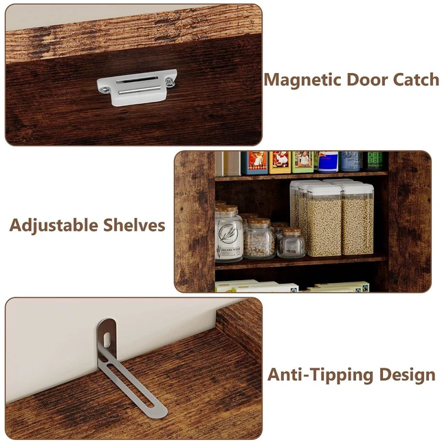 Alt view image 5 of 7 - Pantry Organizers and Storage Cabinet, 71 Barn Door White Kitchen Cabinet with Drawers and Adjustable Shelf, Tall Pantry for Kitchen, Dining Room, Living Room. Bathroom and Office