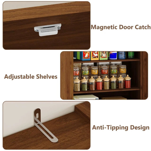 Alt view image 6 of 7 - Pantry Organizers and Storage Cabinet, 67.71 Barn Door White Kitchen Cabinet with Drawers and Adjustable Shelf, Tall Pantry for Kitchen, Dining Room, Living Room