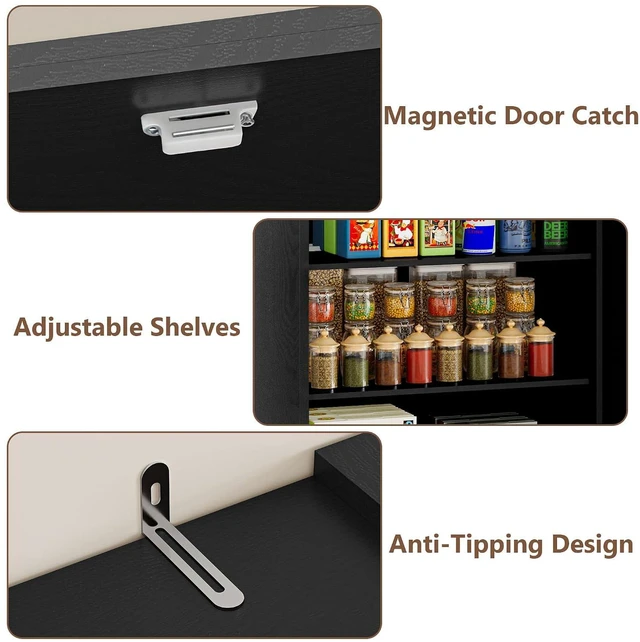 Alt view image 5 of 7 - Pantry Organizers and Storage Cabinet, 67.7 Barn Door White Kitchen Cabinet with Drawers and Adjustable Shelf, Tall Pantry for Kitchen, Dining Room, Living Room