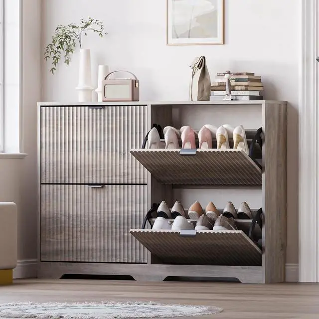 Main image of Large Shoe Cabinet for Entryway, Shoe Rack Cabinet with 4 Flip Drawer and Adjustable Shelves for Small Apartment, Foyer
