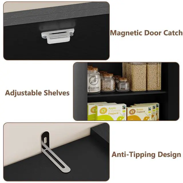 Alt view image 5 of 7 - Pantry Organizers and Storage Cabinet, 71 Barn Door White Kitchen Cabinet with Drawers and Adjustable Shelf, Tall Pantry for Kitchen, Dining Room, Living Room. Bathroom and Office