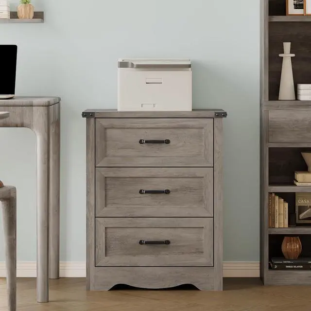 Alt view image 7 of 7 - Night Stand Set of 2, 3 Drawers Bedside Table Dresser with Charging Station, Sturdy Wooden End Side Table Storage Cabinet with Anti-Tipping Design for Bedroom